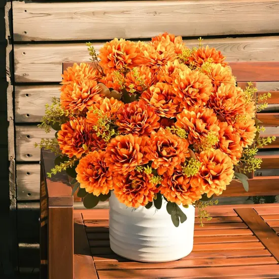 Fall Flowers Artificial 4 Pcs 36 Heads Fake Mums {4}