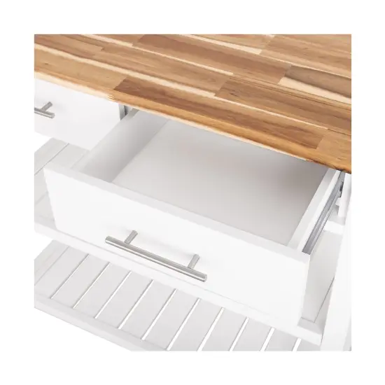 Seville Classics Acacia Top Kitchen Cart, 38.4&rdquo; W x 18.5&rdquo; D x 35.75&rdquo; H {5}