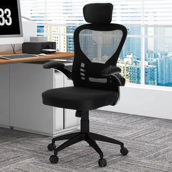 Costway Ergonomic Mesh Office Chair Executive Chair with Adjustable Height Black {2}