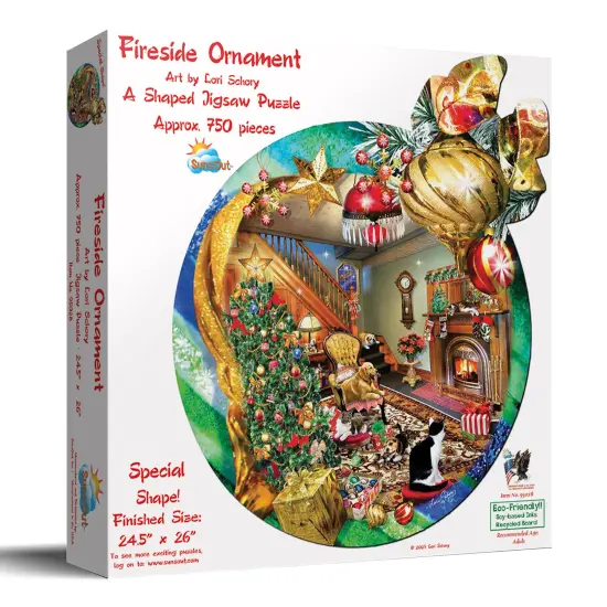 Sunsout Fireside Ornament 750 pc Special Shape Christmas Jigsaw Puzzle 95028 {3}