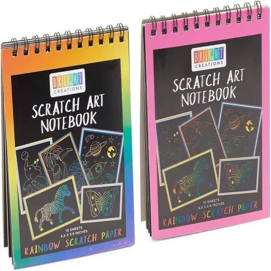 8 Pack Rainbow Scratch Paper Pads for Kids with Wooden Styluses, 10 Sheets (5.5 x 3.9 In) {5}