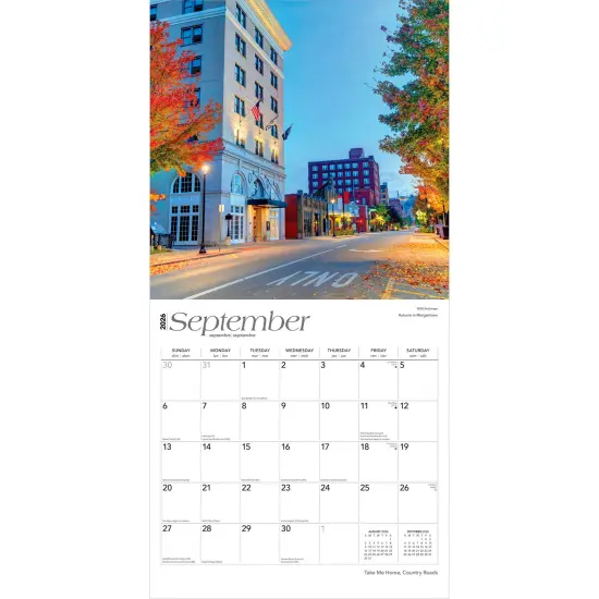 Take Me Home Country Roads | West Virginia Places | 2026 12 x 24 Inch (Hanging) Monthly Square Wall Calendar | Plastic-Free {4}