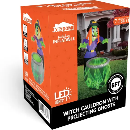 Halloween Inflatable Witch and Cauldron Decoration with Projecting Rotating Green Ghost Light, {6}