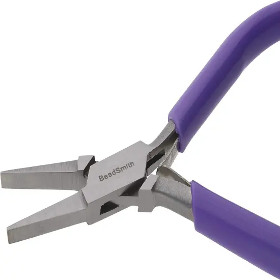The Beadsmith Flat Nose Pliers &ndash; 4.5 inches (114mm) &ndash; Purple Vinyl Grip Handle with Double Leaf Springs &ndash; Jewelry Making Tool for Creating Bracelets, Earrings and Necklaces {1}