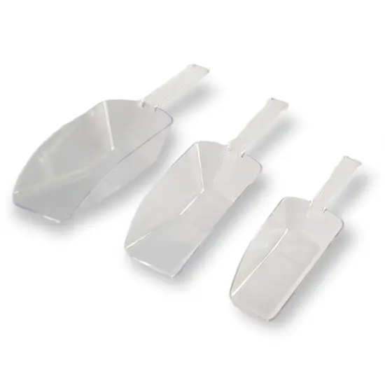 Handy Housewares 3 Piece Clear Plastic Kitchen Scoop Set - Nesting Sugar Scoop Set for Cereal, Oatmeal, Coffee, Powder {1}