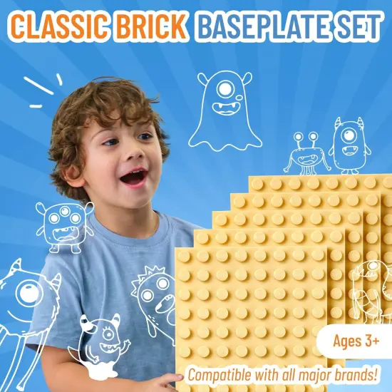 Strictly Briks Classic Building Brick Baseplates, Sand, 20 Pieces, 8x8 Inches, Creative Play Set for Ages 3-14, 100% Compatible with All Major Brick Brands Brown {2}