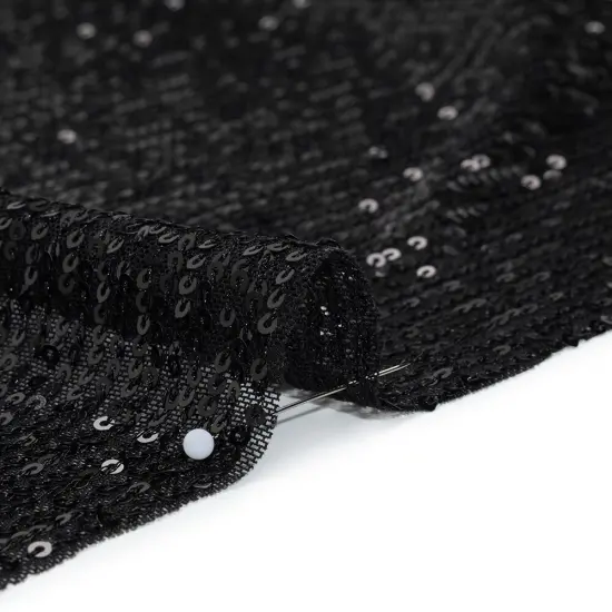1 Yard Black Stretch Polyester Mesh Fabric Baby Sequins Stripes 49 inch Width {2}