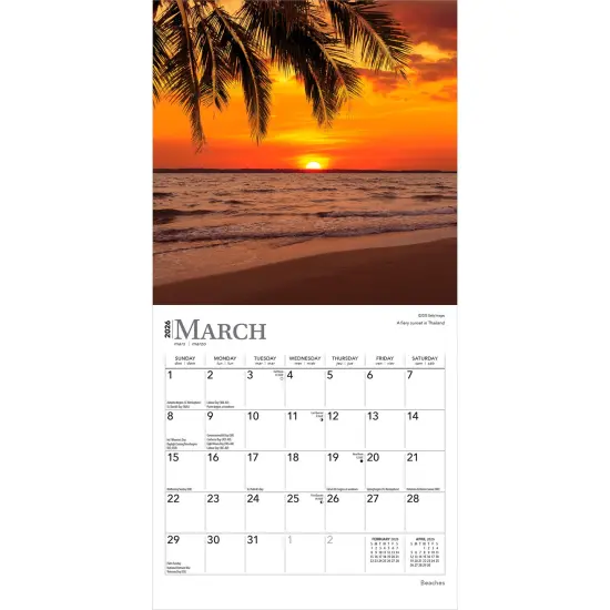 Beaches | 2026 7 x 14 Inch (Hanging) Monthly Mini Wall Calendar {3}