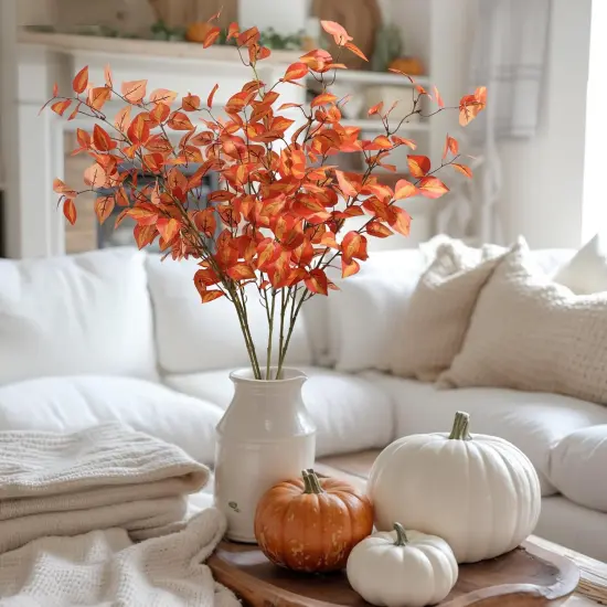 5PCS Artificial Fall Eucalyptus Leaves Stem Plants {3}