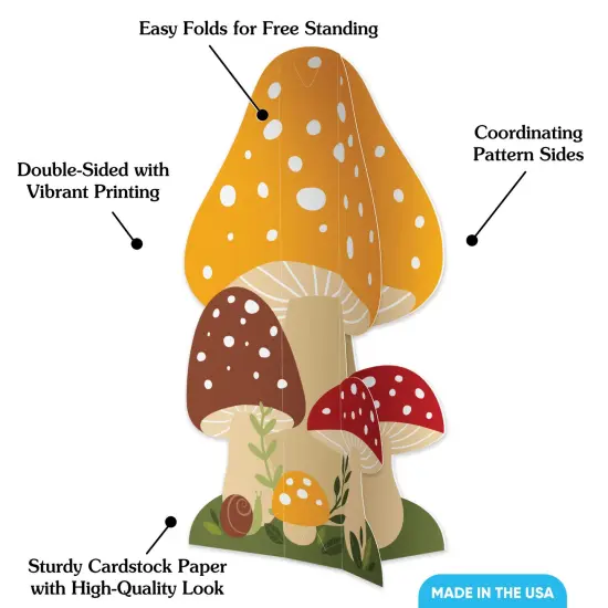 Big Dot of Happiness 3D Wild Mushrooms Centerpiece Table Decorations, Freestanding Red Toadstool Fall Decor, Birthday Party Centerpieces - 8 Count {4}