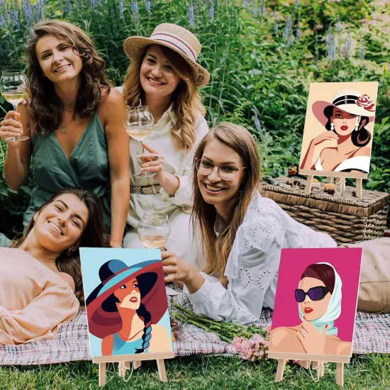 Adults Sip and Paint Party Kit Pre Printed Canvas Bulk {6}