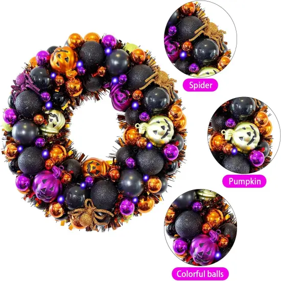 13.8 Inch Halloween Ball Wreath {4}