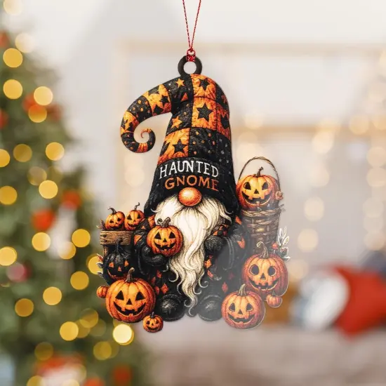 Gnomes gifts, Gnomes gifts for women, Halloween gnome outdoor, Hanging halloween decorations, Funny Christmas Gnome ornament {3}