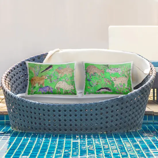 Stupell Industries Quirky Meadow Menagerie Animals 2 Piece Outdoor Printed Pillow Set design by Melissa Wang, 14 x 7 x 20 {2}