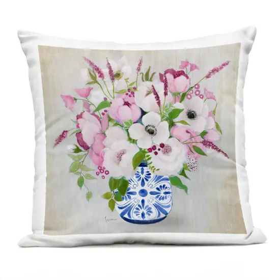 Stupell Industries Pink Flower Chinoiserie Outdoor Pillow, 18 x 7 x 18 {1}
