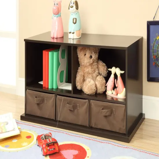 Badger Basket Stackable Shelf Storage Cubby with Three Baskets Espresso {2}