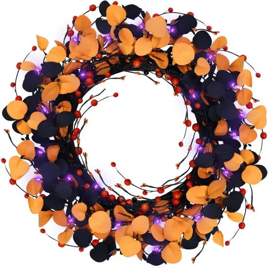 [Timer & Lighted]18 Inch 20 LED Halloween Wreaths {1}