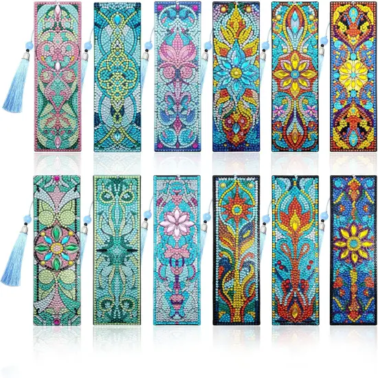 12 Pcs DIY Diamond Painting Bookmarks Kit for Adults {1}