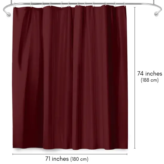 Americanflat 71x74 Solid Burgundy Shower Curtain - Water Resistant - Polyester Fabric {2}