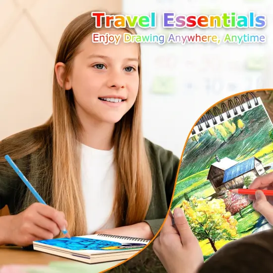 9" x 12" Sketch Book, 2-Pack 50 Sheets Spiral Bound Art Sketchbook, Acid Free Artist Drawing Book Paper, Art Supplies for Adults Kids, Craft Activities, Sketch Art Paper For Drawing Coloring Sketching {4}