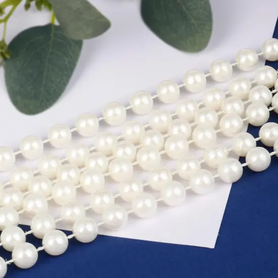 12MM Craft Pearl Beads String Spool Ivory Color Faux Pearl Strand Roll {4}