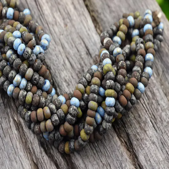 2/0 Aged Matte Nyx Picasso Mix Seed Beads (19' Strand) {3}
