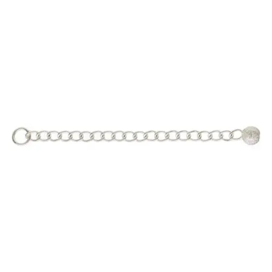 JewelrySupply Chain Extender - Curb with 4mm Stardust Bead 2.25" S.S. (1-Pc) {1}