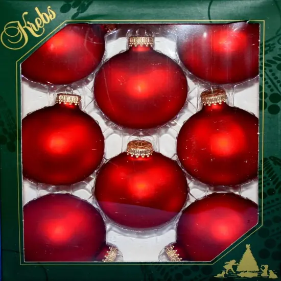 Christmas By Krebbs 2 5/8 Glass Balls - Gold Caps - Flame Red 8 Pack {1}