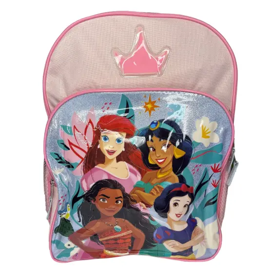 Disney Princesses Pink 16" School Backpack with Front Pocket {4}