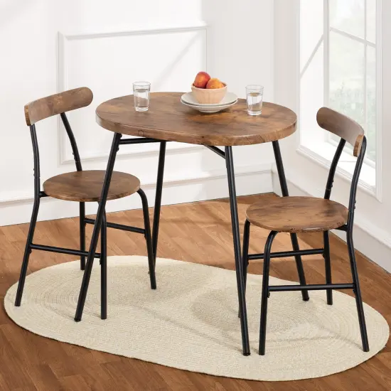 Best Choice Products 3-Piece Modern Oval Dining Table Set, Small Kitchen Dinette w/ 2 Chairs Medium Brown/Black {1}