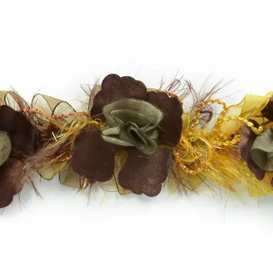 5 yards of Macey Stretch Flower Trim | 5 yard cut Brown {1}