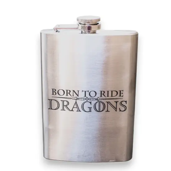 8oz Born To Ride Dragons Stainless Steel Flask {1}