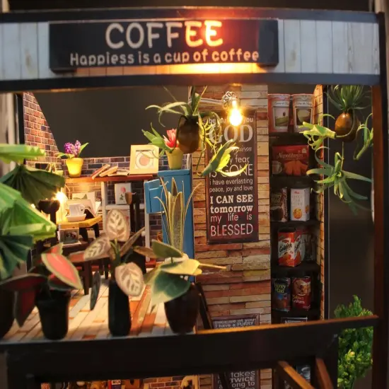 Miniature Wizardi Roombox Kit - Coffee House Dollhouse Kit {4}