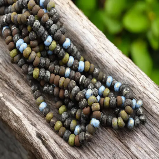 2/0 Aged Matte Nyx Picasso Mix Seed Beads (19' Strand) {1}