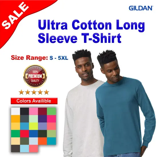 Gildan&reg; Ultra Cotton Long Sleeve Crewneck T-Shirt Safety green {2}
