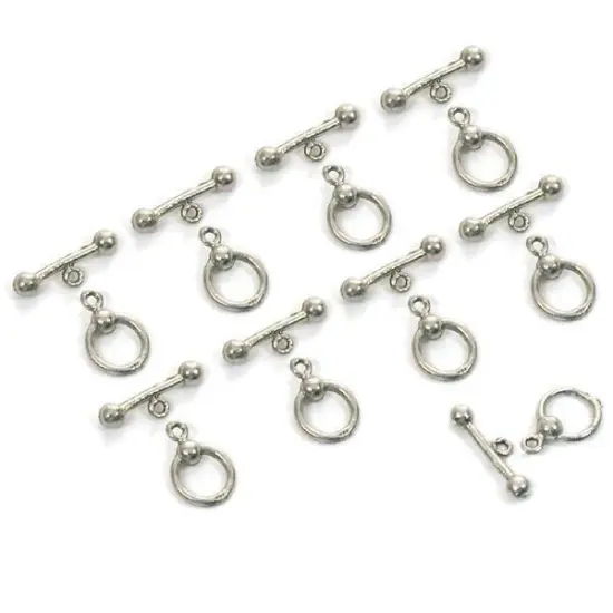 Bali Bead Antique Silver 9 Ball Toggle Clasps {1}