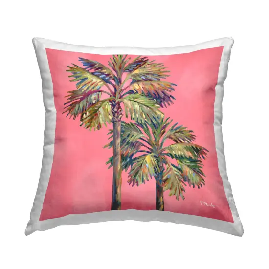 Bondi Palms on Pink Decorative Printed Throw Pillow Design by Paul Brent, 18 x 7 x 18 {1}
