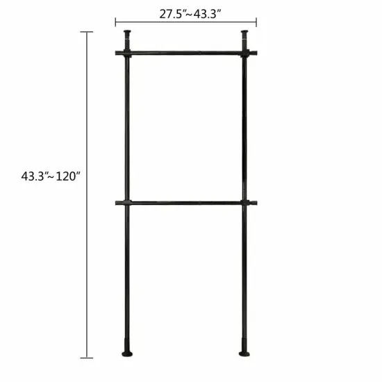 Ceiling Top & Floor Metal Closet Garment Rack Clothes Storage Hanger Organizer {5}