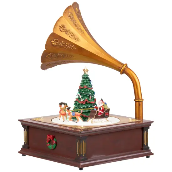 Northlight LED Lighted and Musical Gramophone Animated Christmas Decoration - 14" Brown {6}