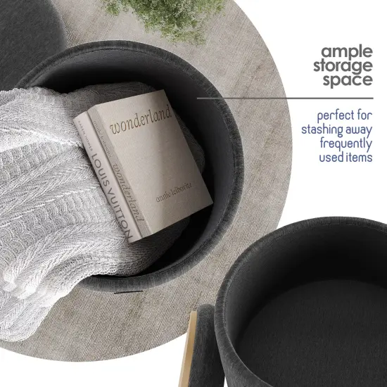 StorageBud Textured Velvet Storage Ottoman with Storage {2}