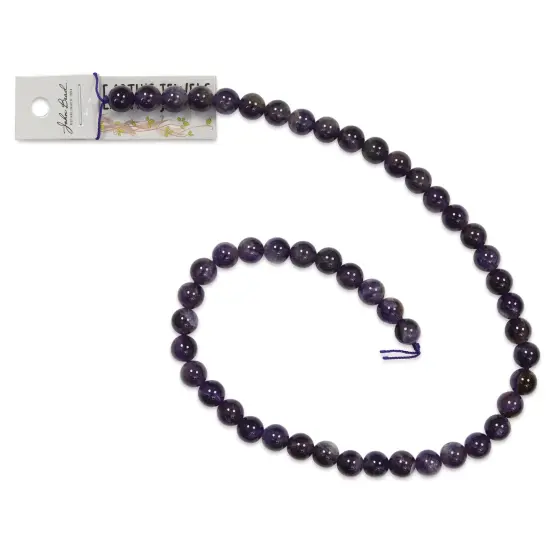 John Bead Earth's Jewels Amethyst Beads - Dark, Round, 8 mm, 16" Strand {2}