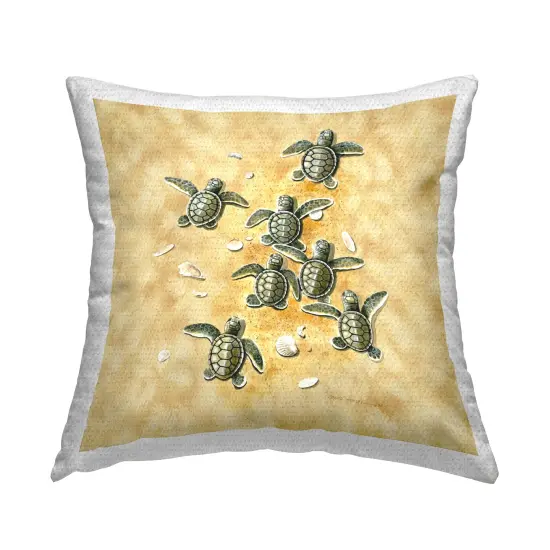 Baby Sea Turtles Shore Outdoor Printed Pillow Design by Art Brands Holdings, LLC., 18 x 7 x 18 {1}