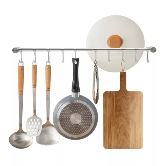 Kitchen Utensil Wall Rack Kitchen Rack Storage Rail Organizer Hanging Pot Rack {1}