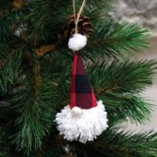 Buffalo Check Gnome Fabric Ornament Red {2}