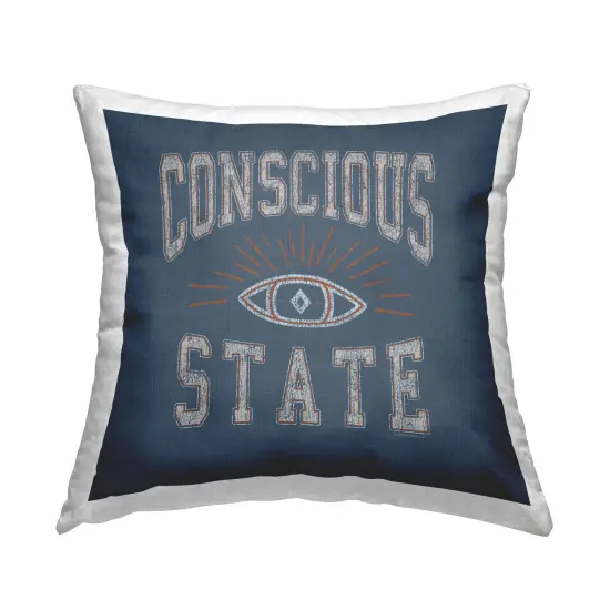 Conscious State Varsity Style Decorative Printed Throw Pillow Design by Higher Learning/Life Is High, 18 x 7 x 18 {1}