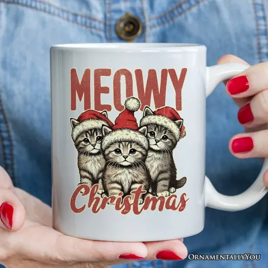 Cute Meowy Christmas Mug, Baby Cat Lover Gift {2}