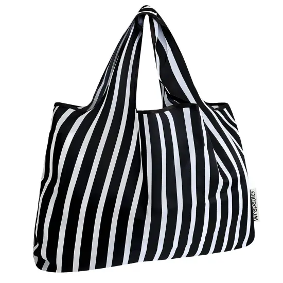 Wrapables Large Foldable Tote Nylon Reusable Grocery Bags, Stripes {1}