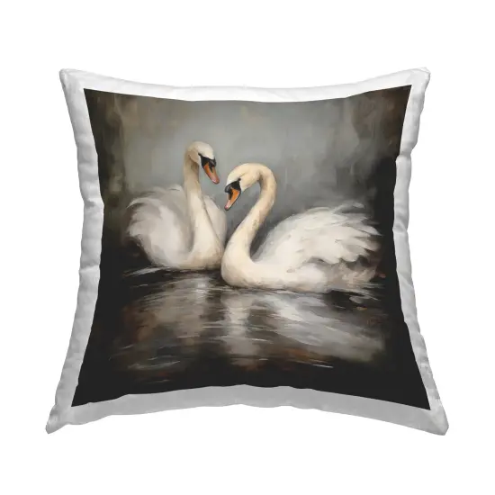 Swan Duo Water Reflection Decorative Printed Throw Pillow Design by Novae, 18 x 7 x 18 {1}