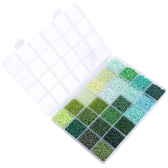John Bead 12500pcs Assorted 24 Colors Glass Seed Beads 8/0 Jewelry Making Bead Box Green Palette {3}