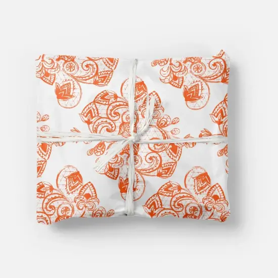 Orange Illustrated Lace Gift Wrap {1}